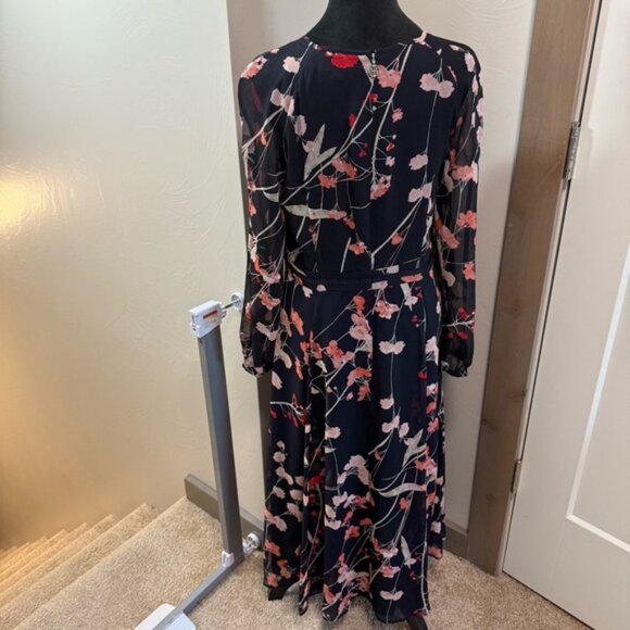 Tommy Hilfiger Long Sleeve Pink Navy Floral Business Dress Long Length Casual 8 - Picture 6 of 7